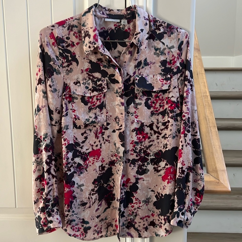 Halogen Women Pink Long Sleeve button down Blouse